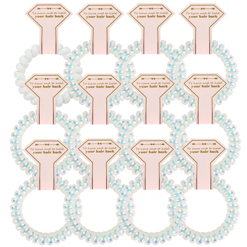 Vista 7 de Lazos para el cabello, 12 bobinas en espiral para despedida de soltera, regalo de dama de honor para novia, boda, mujeres, fiestas, invitados, Negro