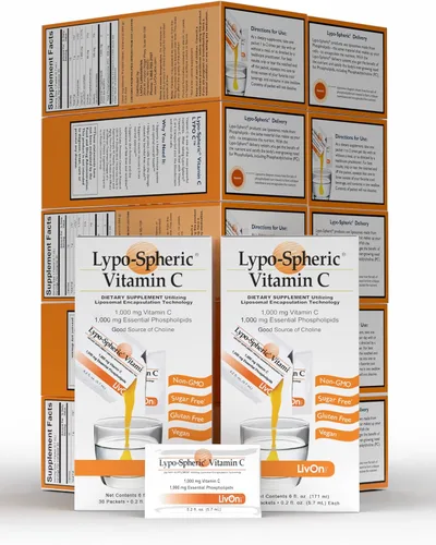 Vista 8 de LivOn Laboratories Lypo–Spheric Liposomal Vitamina C 1000mg 30 paquetes – Sin azúcar, apoyo inmunológico, a base de plantas – Fácil de tragar
