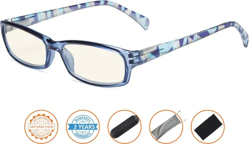 Vista 2 de CessBlu Gafas de lectura para computadora con filtro de luz azul para mujer