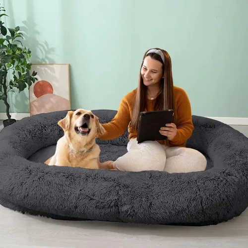 Vista 39 de JOLLYVOGUE - Cama para perros y gatos, cama relajante y antiestrés para mascotas y perros pequeños, cojín esponjoso en forma de dona para mascotas
