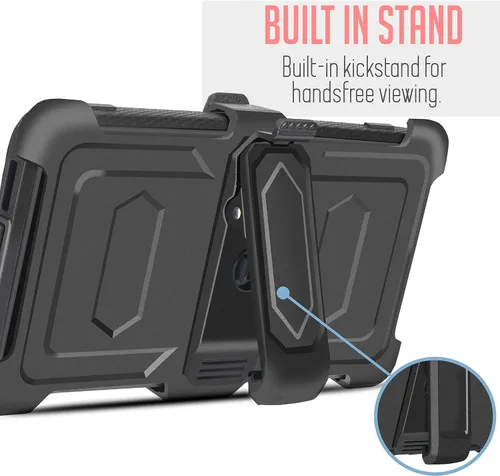 Vista 5 de Para Samsung Galaxy S21 6.2 pulgadas 2021, con clip para cinturón, funda resistente de cuerpo completo, protector de pantalla integrado, funda