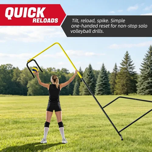 Vista 10 de Entrenador de púas de voleibol, altura ajustable, equipo de práctica individual para ajustar, pinchar, golpear, servir, recarga fácil de bola, base