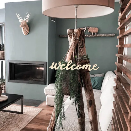 Vista 6 de NUOBESTY Letrero de bienvenida de madera, letra de madera sin terminar para manualidades, pintura, decoración de pared, letrero de puerta delantera