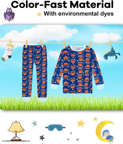 Vista 7 de DAUGHTER QUEEN Pijama para niños de 4 piezas, 100% algodón, talla 18 meses a 12 años