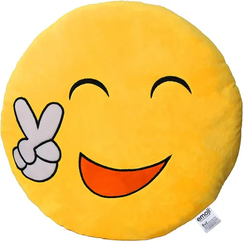 Vista 37 de Emoji Cara de Alienígena Cojín de Emoticón Relleno de Felpa Suave Almohada, Certificado Oficial, EvZ 31cm Gris