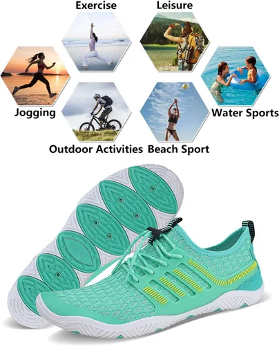 Vista 6 de Zapatos de agua para hombre y mujer, secado rápido, calcetines acuáticos, zapatos de buceo para playa, natación, surf, piscina, yoga, viajes, al