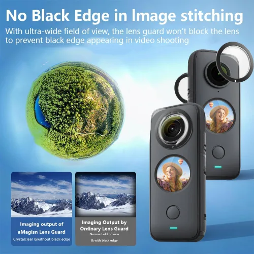 Vista 3 de Protector de lente para Insta360 X2, protector de lente extraíble de policarbonato para accesorios Insta 360 X2 (2 juegos - 4 piezas)