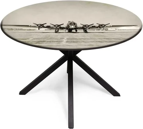 Vista 2 de Mantel redondo pequeño, mantel de poliéster lavable para decoración de avión, para la Segunda Guerra Mundial, bombardero pesado, apto para mesas