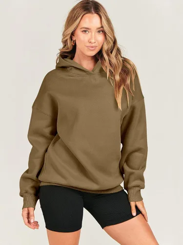 Vista 2 de ANRABESS Sudaderas de gran tamaño con capucha de forro polar para mujer, sudaderas casuales de manga larga, sueltas, ropa de otoño 2023