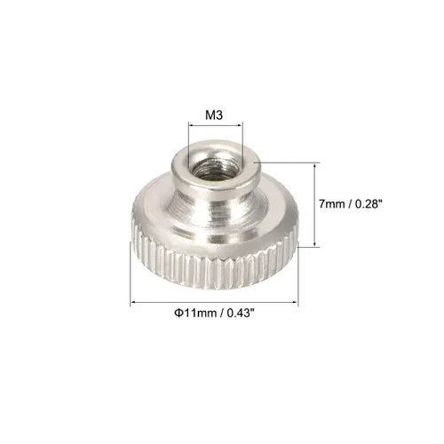 Vista 3 de uxcell - Tuercas moleteadas de pulgar, 10 piezas, M3x0.5mm, pernos redondos de hierro, tono plateado, para piezas de impresora 3D