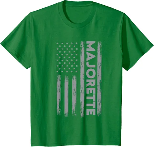Vista 3 de Great Majorette - Camiseta de bastón giratorio con diseño de bandera de Estados Unidos, Negro, S