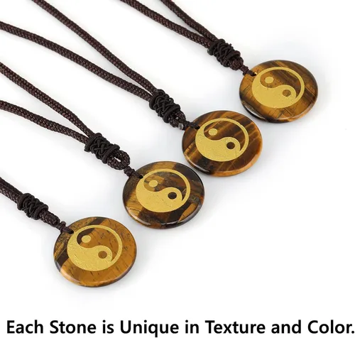 Vista 4 de Collar con colgante de símbolo taoísta de Tai Chi Yin Yang, cadena de amistad, regalo para mujeres y hombres, joyería de amuleto, Cristal, Sin tipo