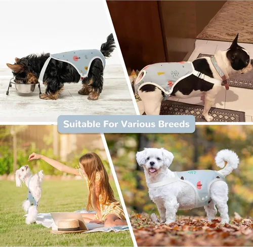Vista 5 de QBLEEV Pañales para perras para hembra, lavables, sanitarios, con tirantes ajustables, pañales reutilizables para perros machos en celo, lindas