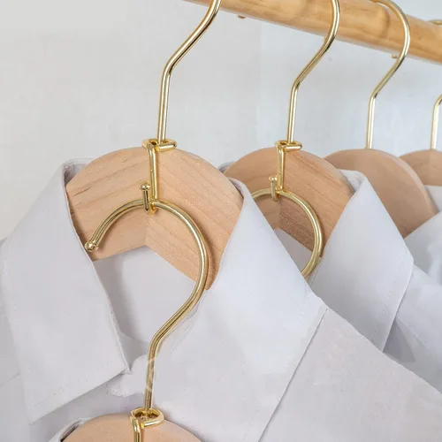 Vista 7 de Percha para ropa, 72 unidades, ganchos de metal dorado, ganchos extensores, mini ganchos en cascada