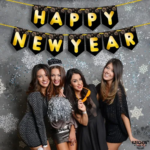 Vista 3 de KatchOn Cartel de Feliz Año Nuevo 2025 – Grande de 10 pies, No DIY Cartel de Año Nuevo Telón de fondo para decoraciones Suministros de fiesta