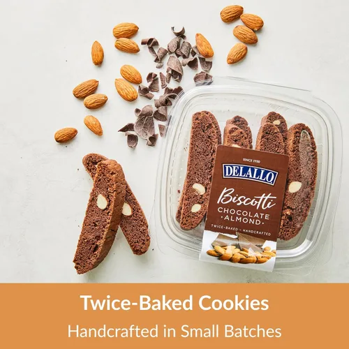 Vista 3 de DeLallo Galletas de biscotti de chocolate italiano con almendras pequeñas, 7 onzas, paquete de 4