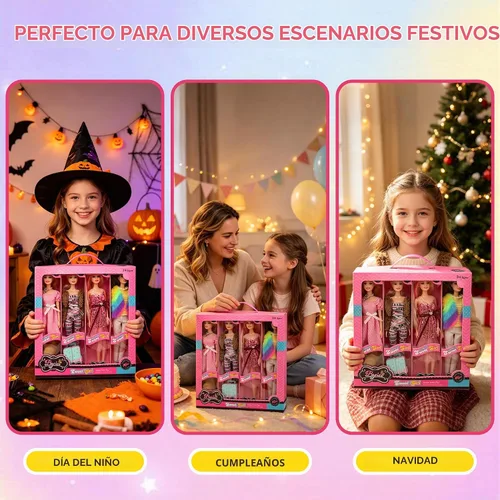 Vista 8 de Juego de 4 muñecas de moda de juguete americano de 11.5 pulgadas, muñecas de princesa para niñas de 6 a 12 años, juego de muñecas con accesorios