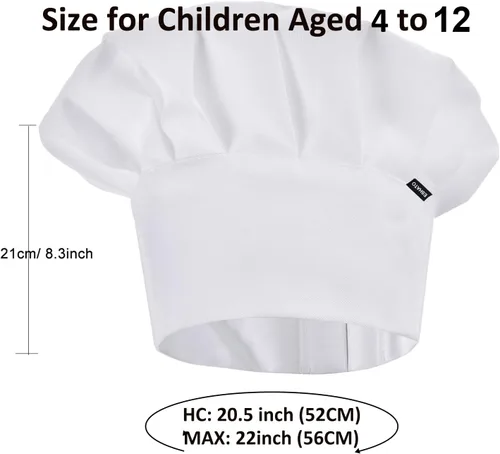 Vista 2 de ESHATO Sombrero de chef para niños, gorra de cocina de algodón elástico ajustable para niños