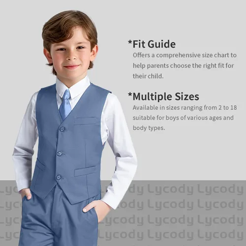 Vista 23 de Conjunto de chaleco para niños, trajes formales, trajes de boda, ropa de vestir