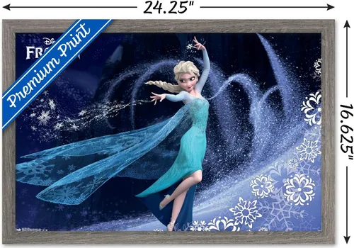 Vista 3 de Trends International Disney Frozen - Póster de pared de Elsa, 22.4 pulgadas de largo x 14.7 pulgadas, versión enmarcada en madera de granero