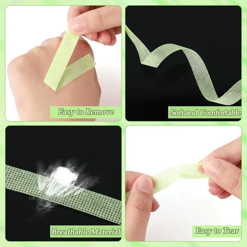 Vista 3 de UPINS 24 rollos de cinta de pestañas, cinta de tela microporosa transpirable para suministros de extensión de pestañas (verde)