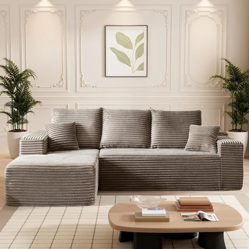 Vista 12 de Sofá deshuesado de 95 pulgadas para sala de estar, sofá modular en forma de Negro+Izquierda