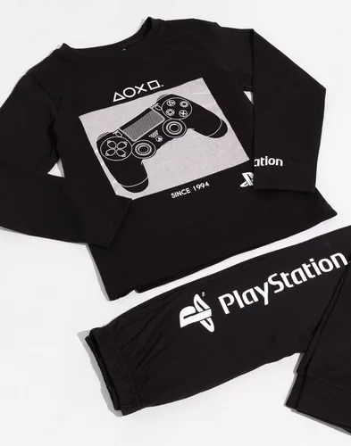 Vista 3 de PlayStation Pijama de manga larga para niños y niños, color negro