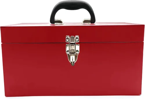 Vista 9 de Caja de herramientas de metal portátil de 16", caja de herramientas grande de calibre 18, caja de aparejos de pesca, organizador de cajón de caja