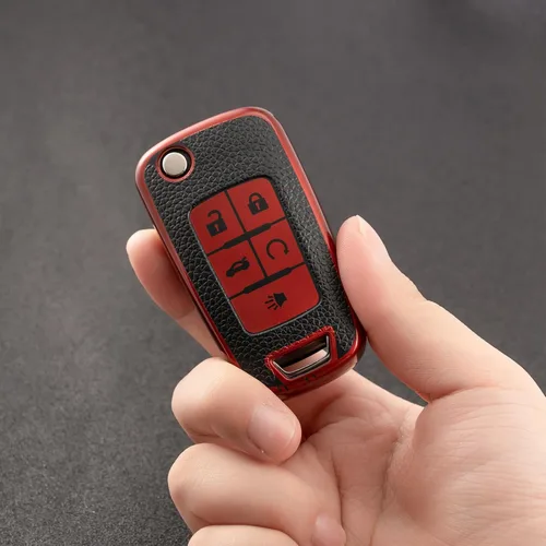Vista 6 de Funda para llavero de Chevy, funda de cuero TPU suave para llavero de automóvil Chevrolet Camaro Cruze Equinox Malibu Trailblazer Impala Sonic Buick