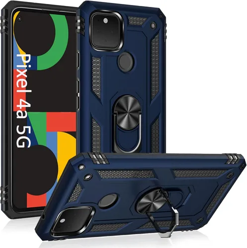 Vista 13 de ADDIT Funda 4A 4G para Google Pixel 4a 4G, con anillo de soporte, soporte ajustable, grado militar, protección resistente, a prueba de golpes