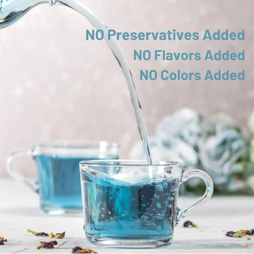 Vista 4 de Flores orgánicas de guisantes de mariposa, té azul de hojas sueltas de hierbas saludables, colorante natural para alimentos, sin cafeína, 1.75 onzas