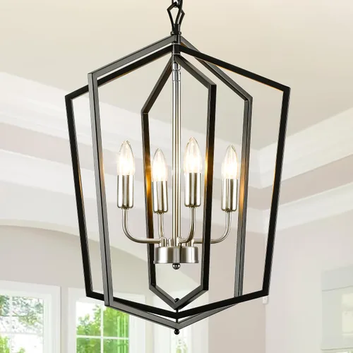 Vista 12 de WJShome Lámpara Colgante de Linterna de 12 Luces, Candelabros de Vestíbulo para Techos Altos, para Entrada, Vestíbulo, Isla de Cocina, Comedor, Sala