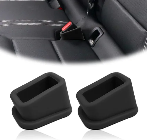 Vista 2 de 2 piezas de protector de hebilla de cinturón de seguridad negro, fácil acceso a las hebillas de los asientos traseros, accesorios de automóvil