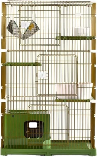 Vista 5 de Casa para gatos, jaula para gatos, espacio libre súper grande, casa de dos pisos, doble y tres pisos, casa para gatos