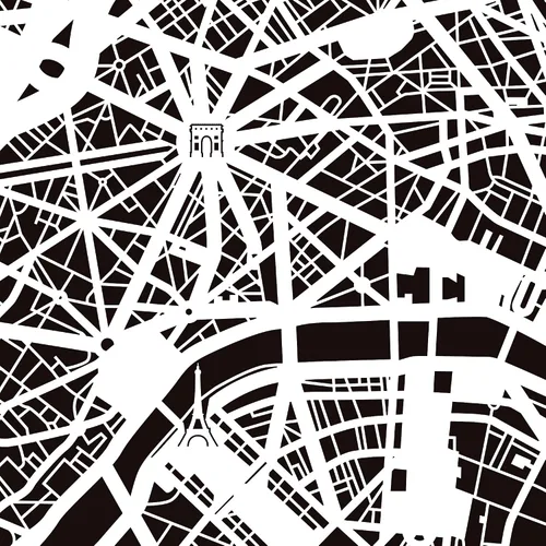 Vista 2 de O3 Design Studio Mapa de corte de papel de París, color negro mate, 20 x 20 pulgadas, arte en papel