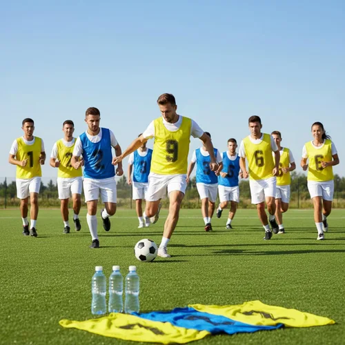 Vista 3 de Hercicy 24 piezas Pinnies para jóvenes, Pinnies de fútbol para entrenamiento, Chaleco para adultos, Malla reversible, Jersey de fútbol numerado