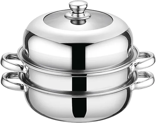 Vista 3 de Vaporizador para cocinar, olla de vapor con tapa, olla de vapor de 11 pulgadas con estante para cocinar verduras, pescado, mariscos, fideos, pasta