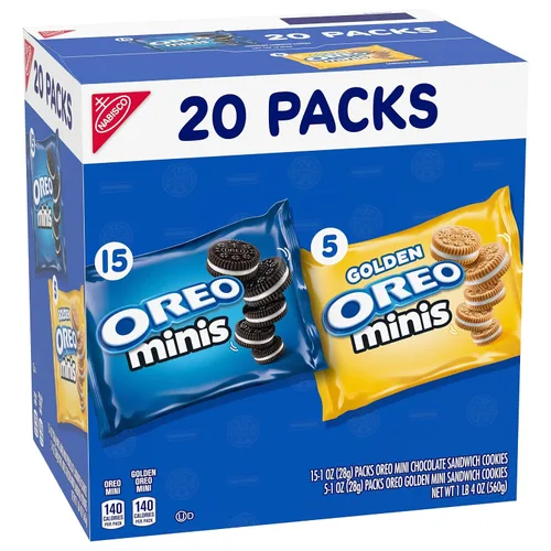 Vista 15 de OREO Paquete variado de galletas tipo sándwich Mini Mix, 20 paquetes de aperitivos