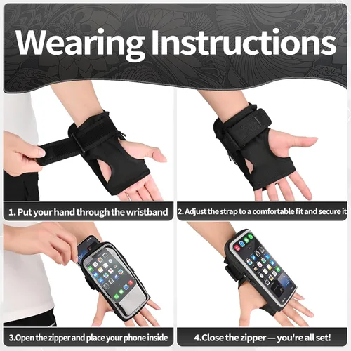 Vista 8 de Brazalete para correr en el antebrazo, resistente al sudor para correr, se adapta a teléfonos de 7 pulgadas Armband cell phone holder with Card