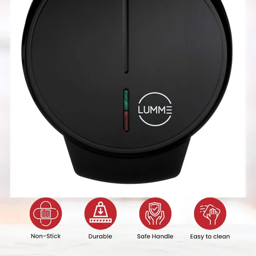 Vista 4 de Lumme Máquina eléctrica para hacer gofres para gofres individuales, paninis, papas marrones, otros para llevar desayuno, almuerzo o merienda (negro)