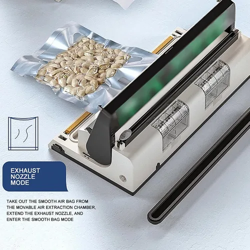 Vista 2 de Máquina selladora al vacío comercial, Máquina automática de conservación de alimentos de un solo toque, con función inflada y cortador de aire