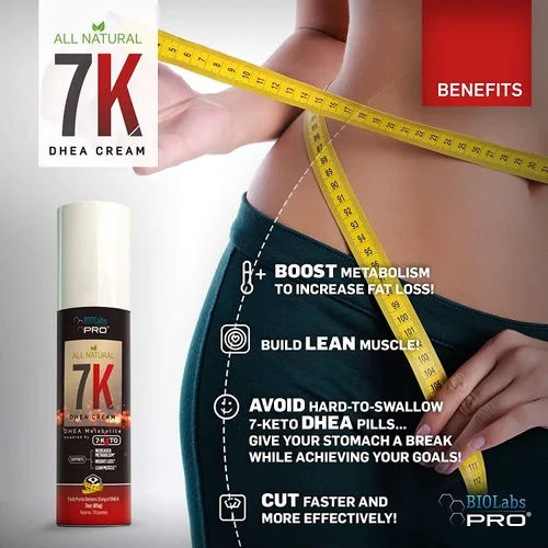 Vista 3 de 7-Keto dhea - Quemador de grasa - Crema natural 7K Dhea - Soporte para el metabolismo - Dhea de máxima fuerza utilizada por hombres y mujeres