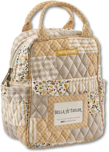 Vista 13 de Bella Taylor Bolsa de almuerzo acolchada de algodón para mujer, apta para alimentos, con forro de PEVA fácil de limpiar, diseño floral burdeos