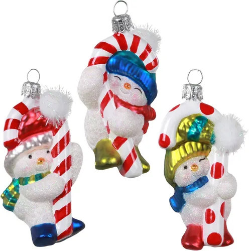 Vista 7 de Hallmark Keepsake Adornos de Navidad 2020, trío de muñeco de nieve, vidrio soplado, juego de 3, 2999QK1424