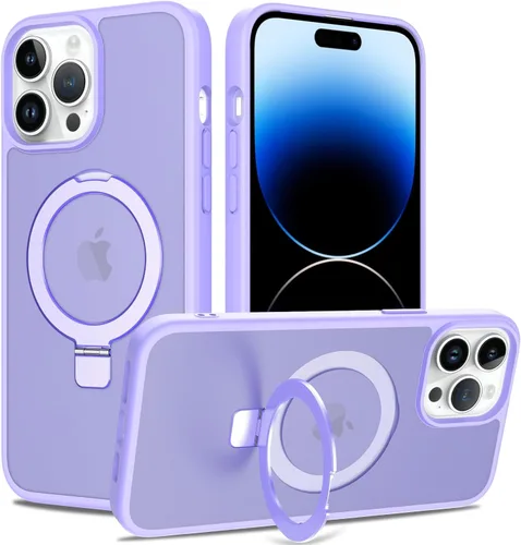 Vista 54 de Funda con soporte ultra magnético para iPhone 14 Pro [protección militar contra caídas] [compatible con MagSafe] a prueba de golpes, translúcida