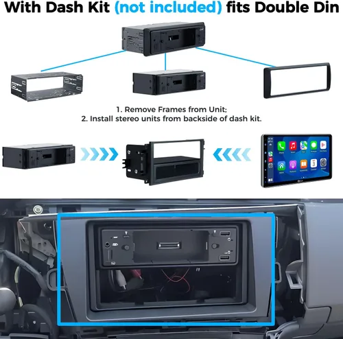 Vista 12 de PLZ Estéreo de radio de coche de un solo DIN con Apple Carplay Android Auto de 10.1 pulgadas, Bluetooth 5.3, cámara de respaldo, 240 W, 2