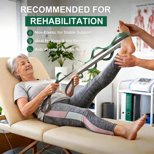 Vista 3 de Acozycoo Correa de estiramiento con 10 bucles, correa de yoga para terapia física, entrenamiento en casa, entrenamiento de pilates y flexibilidad