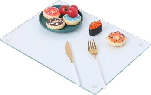 Vista 11 de Murrey Home Tabla de cortar de vidrio para encimera de cocina, tablas de cortar de vidrio templado aptas para lavavajillas, pequeña bandeja Suave