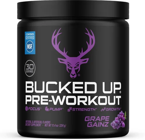 Vista 8 de Bucked Up Pre Workout 6 gramos de citrulina, 2 gramos de beta alanina y 3 otros ingredientes de marca registrada (Blue Raz)