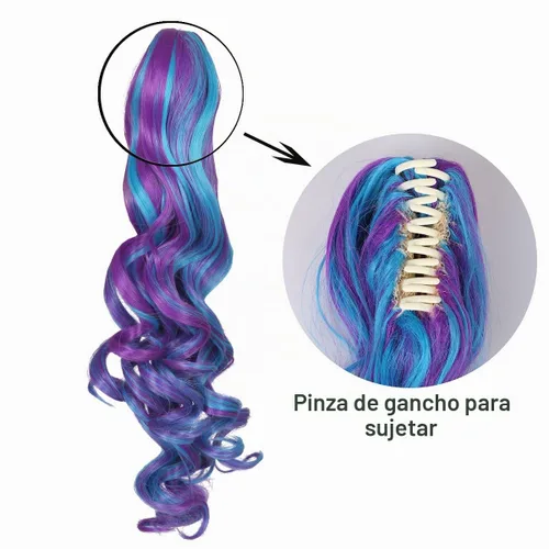 Vista 9 de ColorGround - Peluca larga rizada para cosplay con 2 coletas, talla única